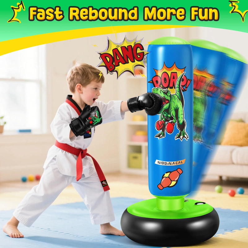 Punching Bag for Kids, 47" Stable Inflatable Boxing Bag for Ages 3-6, Dinosaur Punching Bag Toy & Gifts for Boys and Girls with Gloves, Kids Boxing Set for Practicing Karate and Taekwondo - BeesActive Australia