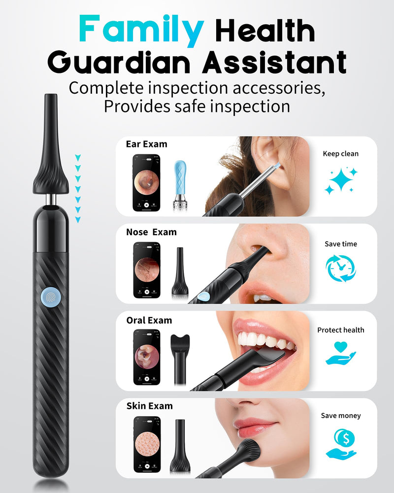 Loyker X6 Ear Wax Removal Tool Camera, Ear Cleaner with Camera, FSA - HSA Store Eligible, 1080P Ear Camera with 6LED Light for Ear/Nose/Throat/Tonsil Stone Examination, Black - BeesActive Australia