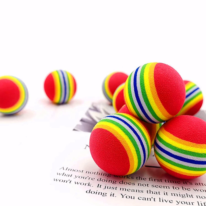 PET SHOW 10pcs 1.38" Red Rainbow Cat Toy Balls Soft EVA Foam Interactive Indoor Kittens Favorite Toys 35mm Dia. Small Dogs Puppies Toy Balls Bulk Activity Chase Quiet Play Sponge Ball 10pcs Red Rainbow - BeesActive Australia