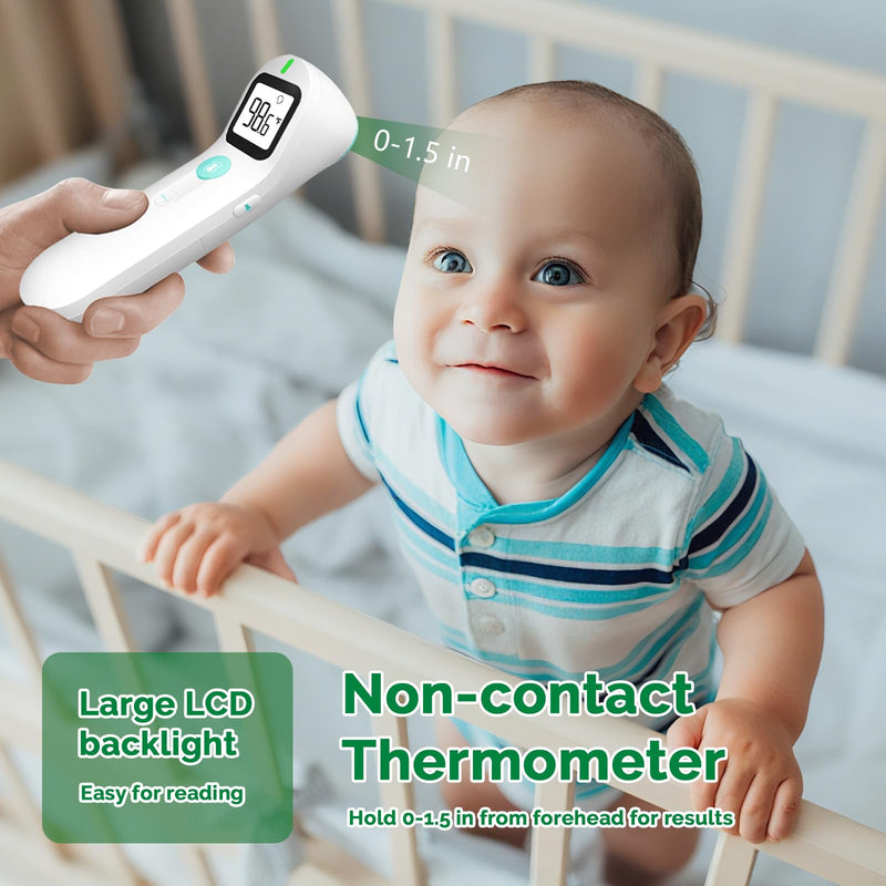 No Touch Forehead Digital Thermometer for Adults, Kids with Fever Alarm, 1s Instant Reading Large LCD Display, Multi-Mode Object Temperature (Batteries Included)