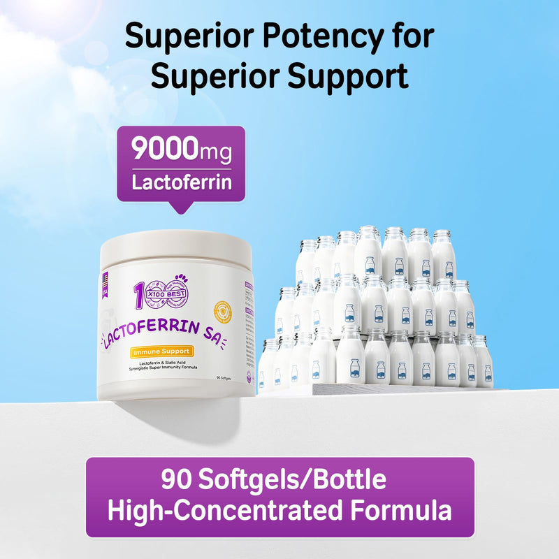Lactoferrin & Sialic Acid for Dogs & Cats – with Astragalus Polysaccharides & BB536 Probiotics, Immune & Digestive Support for Senior Pets & Weaning Puppies/Kittens, 90 Softgels