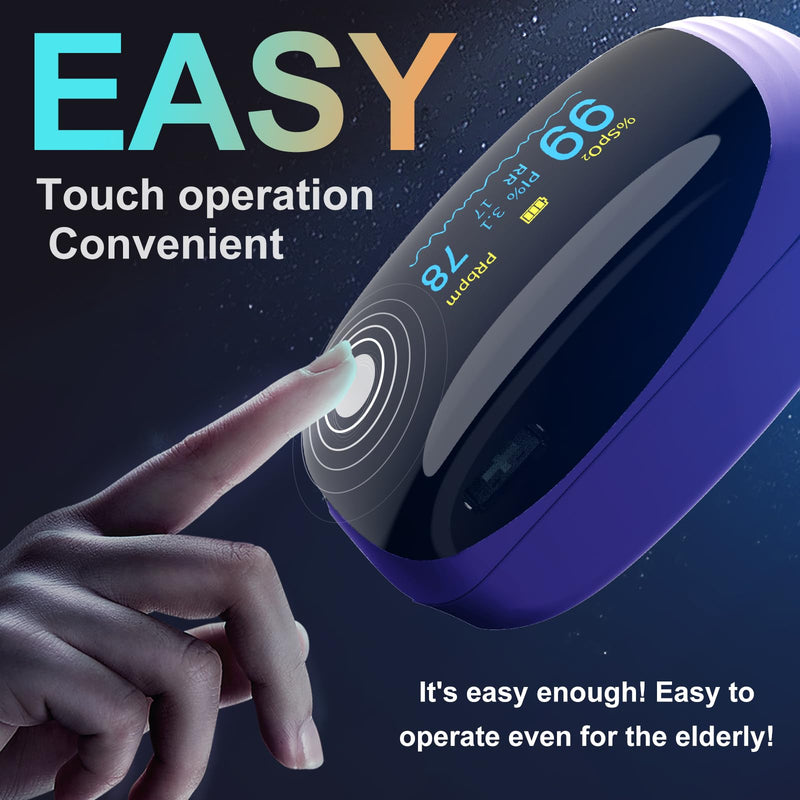 Rechargeable pulse oximeter with respiration , with SpO2 Pulse Rate and PI RR Precision Fast Oximeter SpO2 Reading Outdoor Sports Home (Purple) - BeesActive Australia