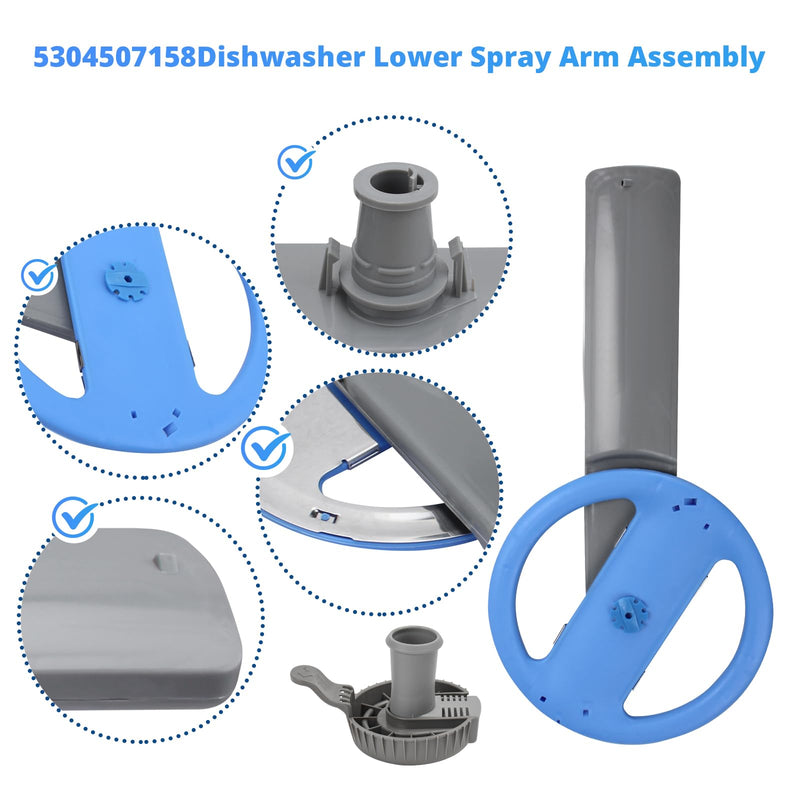 5304507158 Dishwashers Spray Arm Assembly Fit for Frigidaire Dishwashers Lower Wash Arm Assembly with 5304518968 Dishwasher Lower Spray Arm Support and 5304506518 Dishwasher Trap Drain Filter - BeesActive Australia