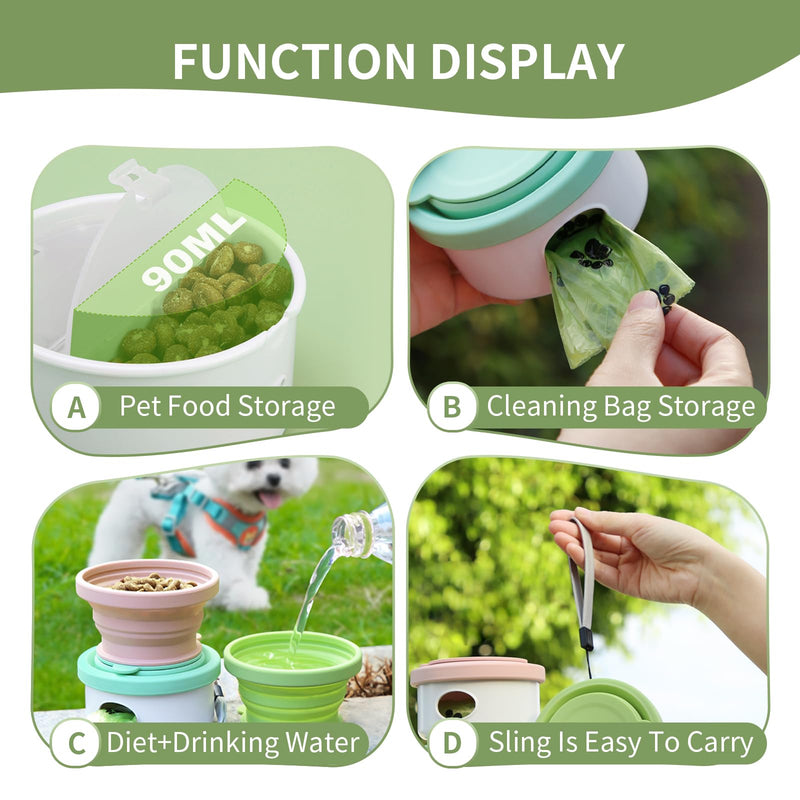 3 in 1 Multifunction Collapsible Travel Dog Bowls Portable Dog Cat Fod & Water Bowl Puppy Essentials Pet Camping Supplies Complimentary Pet Feces Cleaning Bag (Purple) Purple - BeesActive Australia