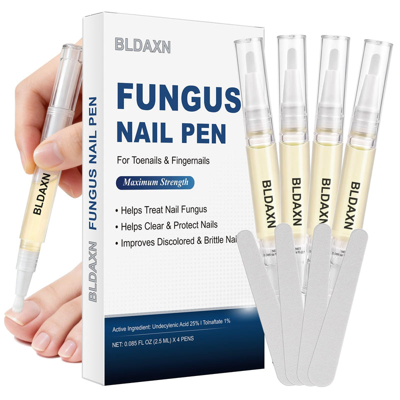 Toenail Fungus Treatment Extra Strength, Fungal Nail Treatment Pen with 25% Undecylenic Acid and 1% Tolnaftate, Maximum Strength Improves Appearance of Discolored, Brittle and Thick Nails (4 Pack) 0.09 Fl Oz (Pack of 4)