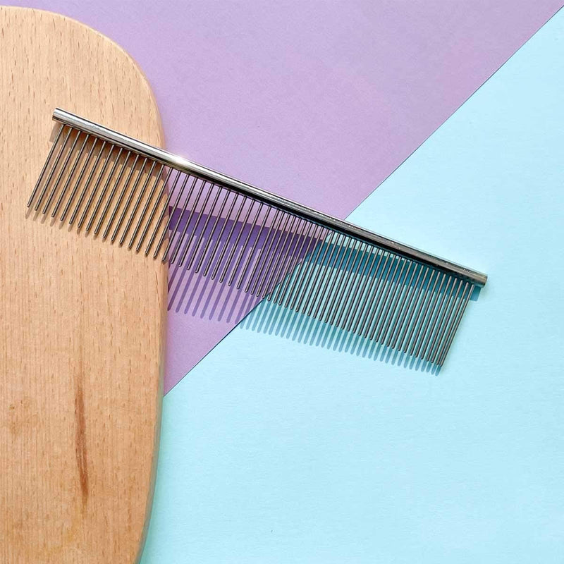 Stainless Steel Pet Grooming Comb with Rounded Ends - Professional Tool for Long and Short-Haired Dogs, Cats and Greyhounds - BeesActive Australia