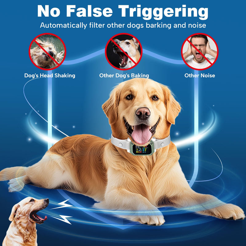 Dog Bark Collar, Rechargeable Smart Collar, Anti Barking Training Collar with Adjustable Sensitivity Beep Vibration Shock, Bark Collar for Large Medium Small Dogs - BeesActive Australia