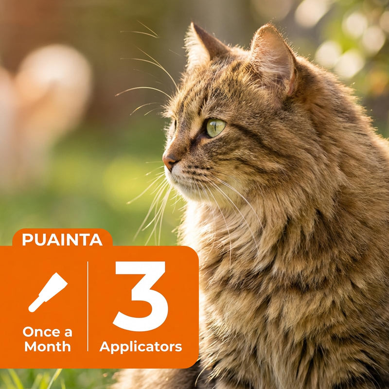 PUAINTA Addcool Plus Flea and Tick Prevention for Cats & Kittens, Professional Topical Treatment, 3 Monthly Doses, Fast-Acting Waterproof Cat Flea Drops 3 Count Cats over 1.5 lbs
