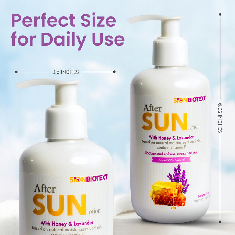 After Sun Lotion with Honey & Lavender – Hydrating & Soothing Moisturizer for Sunburned Skin – Natural Aloe Vera, Vitamin E & Jojoba Oil – Paraben-Free – 8.45 fl. oz (250ml)