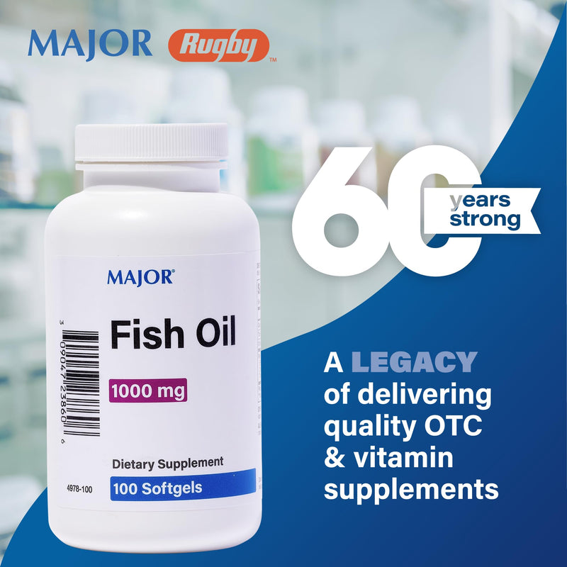 MAJOR Omega-3 Fish Oil - Fish Oil Supplement 1000mg - 100 Softgels (1-Pack) 100 Count (Pack of 1)