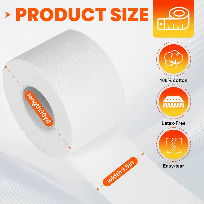 32 Pack Athletic Tape, White Sports Tape for Wrist Ankle Protection, Sports Tape Athletic No Sticky Residue, Easy to Tear Gymnastics Tape for Soccer, Football, Training Supplies (1.5" x 320 Yards) 32P - BeesActive Australia
