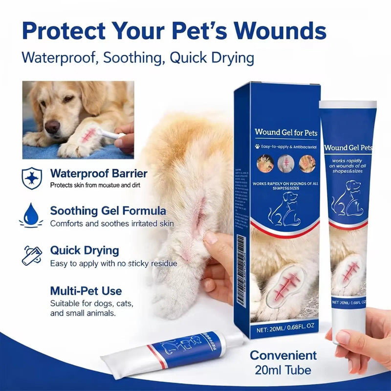 Pet Wound Care Gel 20ml | Waterproof Liquid Bandage for Dogs, Cats & Small Animals | Soothing Skin Barrier for Paws, Legs