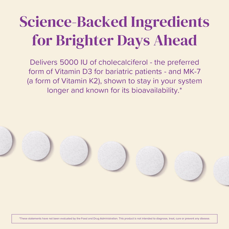 BariMelts Vitamin D3 K2-90 Fast-Dissolving Tablets (3-Month Supply) - Bariatric Vitamins for Women with Vitamin D3 5000 IU and K2 as MK-7, Natural Apple Flavor 90 Count (Pack of 1)