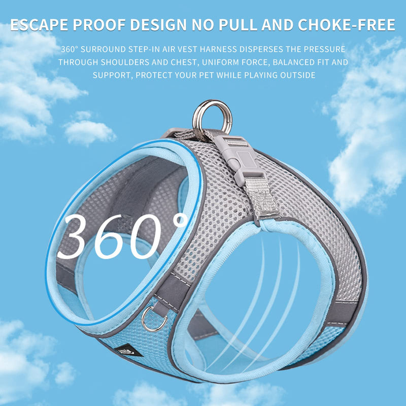 AIITLE Step in Dog Harness and Leash Set - Summer No Pull Escape Proof Vest Harnesses with Soft Mesh and Reflective Bands, Adjustable Pet Outdoor Harnesses for Small and Medium Dogs Blue M M(Chest: 16 - 18") Blue-Grey - BeesActive Australia
