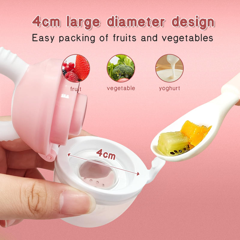 Baby Fruit Feeder with with 2 Extra Teats, Toddler Eating Essentials, BPAFree Feeding Supplies, Silicone Fresh Food Feeder for Safe Infant Self Feeding (Bear- Blue Pink) Q Bear - Blue Pink - BeesActive Australia