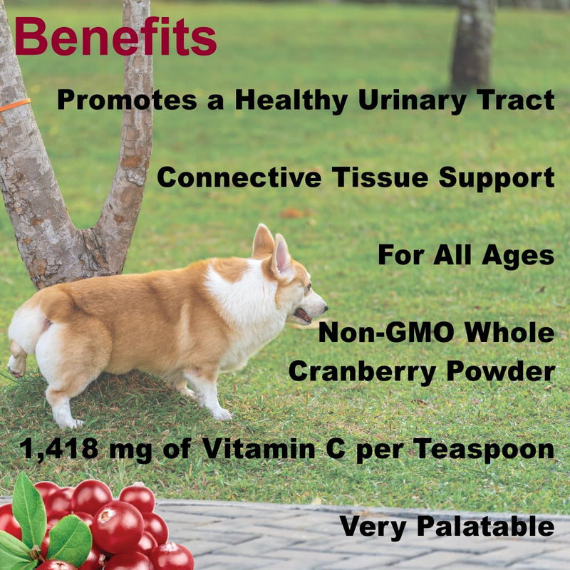Dogzymes Cran Tri C Urinary Tract Support, Vitamin C Blend, 1418mg per Teaspoon (1 Pound) - PawsPlanet Australia