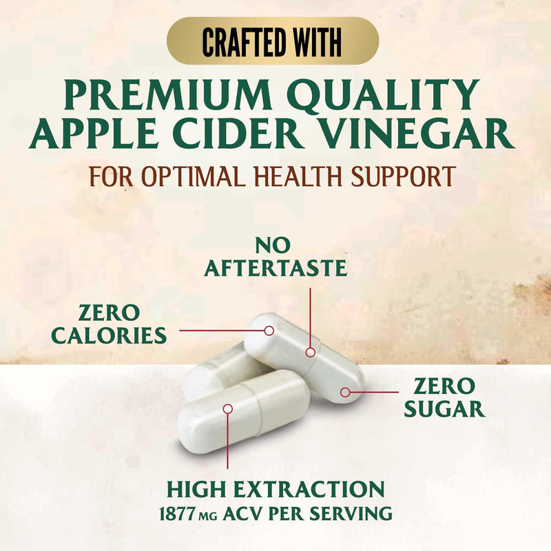 Apple Cider Vinegar Capsules 1877mg per Serving - Extra Strength Detox & Cleanse with Vitamin D & Zinc - Premium ACV, Joint Natural Digestion & Immune Support - Vegetarian Supplement - 60 Capsules 60 Count (Pack of 1)