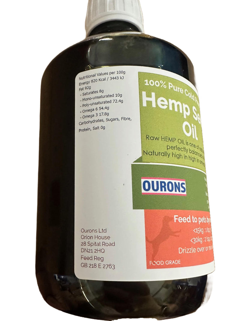 Hemp Oil for Dogs 500ml - Cold Pressed Food Grade 500 ml (Pack of 1)