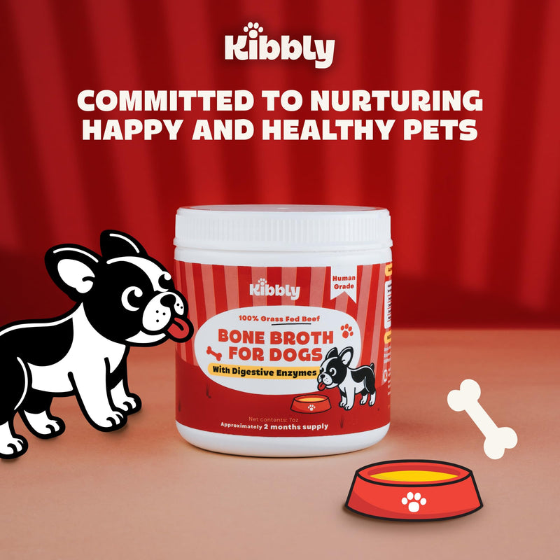 Digestive Enzymes for Dogs (Powder) with Tasty Bone Broth – Probiotic Supplement for Gut Health, Easy Digestion, Less Gas & Nutrient Absorption - 7 oz - 60 Days Supply by Kibbly - BeesActive Australia