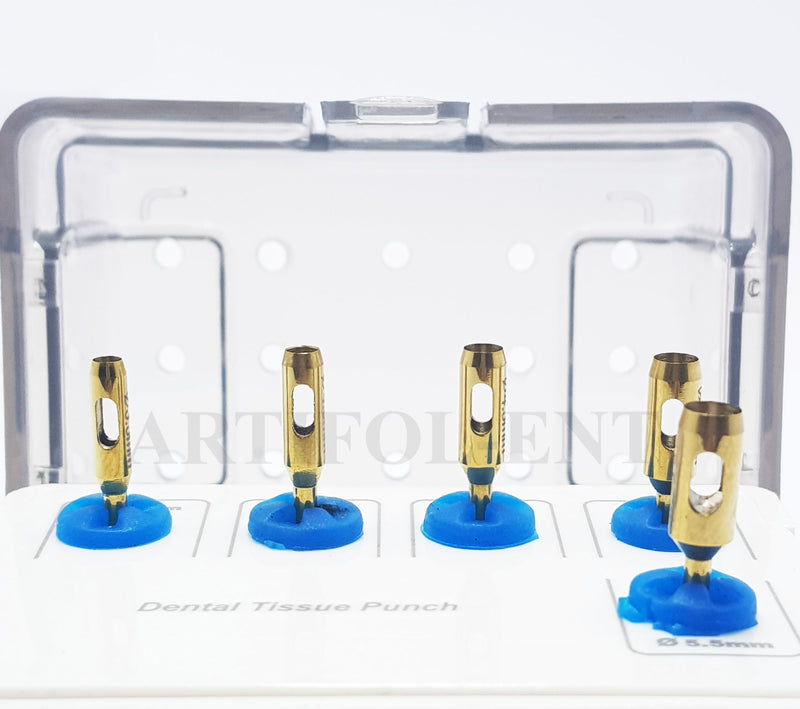 Generic Dental Tissue Punch Kit Gold Color 5 Pcs Set with Holder OS1022