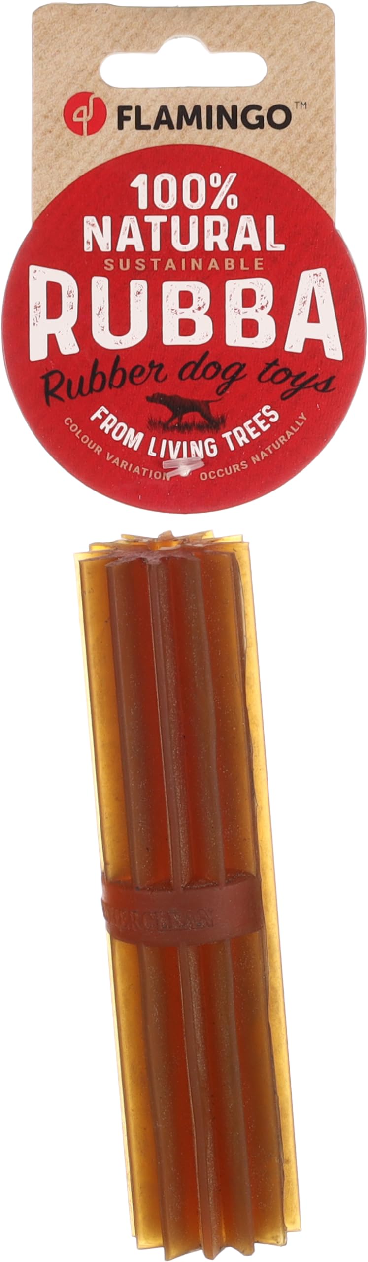 Flamingo Rubba Dog Toy Stick - Brown, Made of Natural Rubber, Robust and Safe, 14.8 x 3.5 x 3.5 cm, Ideal for Beagle, Cocker Spaniel, Jack Russell, Shiba Inu etc. Brown stick - BeesActive Australia