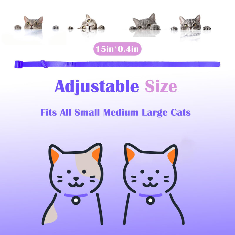 4 Pack Calming Collar for Cats - Long-Lasting Anxiety and Stress Relief, Relaxing Cat Collar,Adjustable Pheromones Collar for Cats，Natural Soothing 60 Days of Continuous Calming Move Purple - PawsPlanet Australia