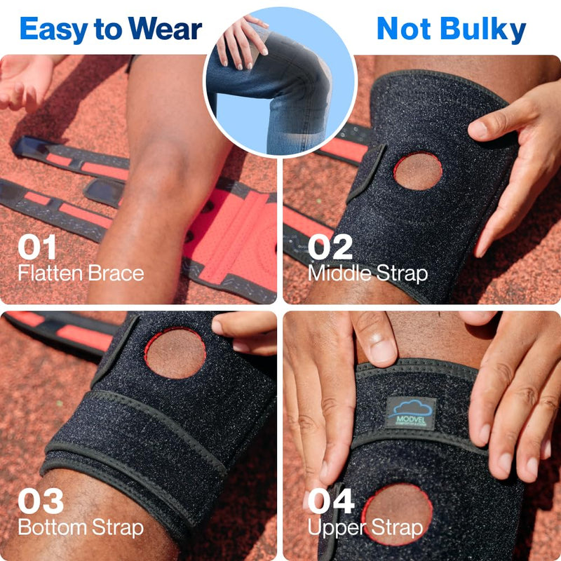 Modvel ELITE Knee Brace for Men & Women – Patella Gel Pads & Side Stabilizers for ACL, Meniscus Tear, Arthritis & Injury Recovery – Maximum Support for Running, Sports & Joint Pain Relief L/XL A Black 1