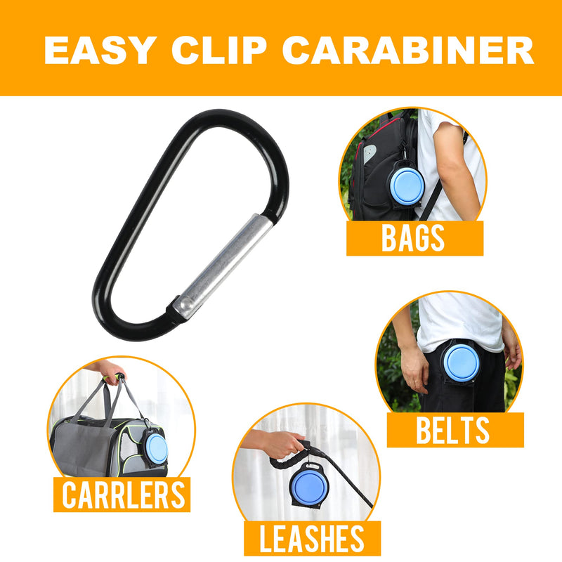 Collapsible Dog Bowls, Portable Travel Pet Feeder Bowl, 2 in 1 Expandable Silicone Pet Food & Water Double Bowl, Cat Feeder Dish with Carabiner for Walking, Traveling, Hiking, Camping - BeesActive Australia