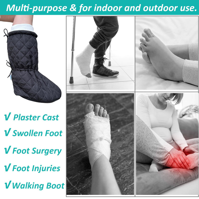 Leg Cast Cover - Windproof Cast Toe Sock - Warm Plaster Stocking Protective for Outdoor & Indoor Use, Non-slip Below The Knee Leg Cast Protector (L) Large - BeesActive Australia