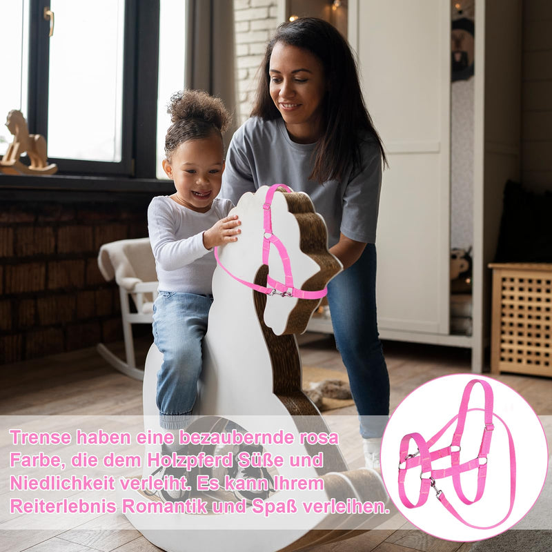 Wooden Horse Accessories Snaffle Bridle Pink Bitless Bridle Wooden Horse Halter with Adjustable Headpiece Bridle Mini Shetty Halter Halter for Garden Horse for Wooden Horse Toy Horses (Large) - BeesActive Australia