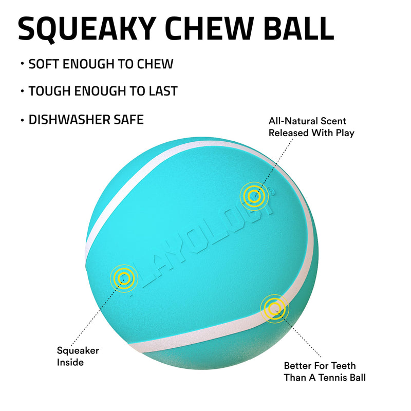 Playology Squeaky Chew Ball for Dogs | Engaging All-Natural Peanut Butter Scented Dog Toy for Large to X-Large Dogs 50lbs & up | Squeak, Fetch, and Play! Jumbo - BeesActive Australia