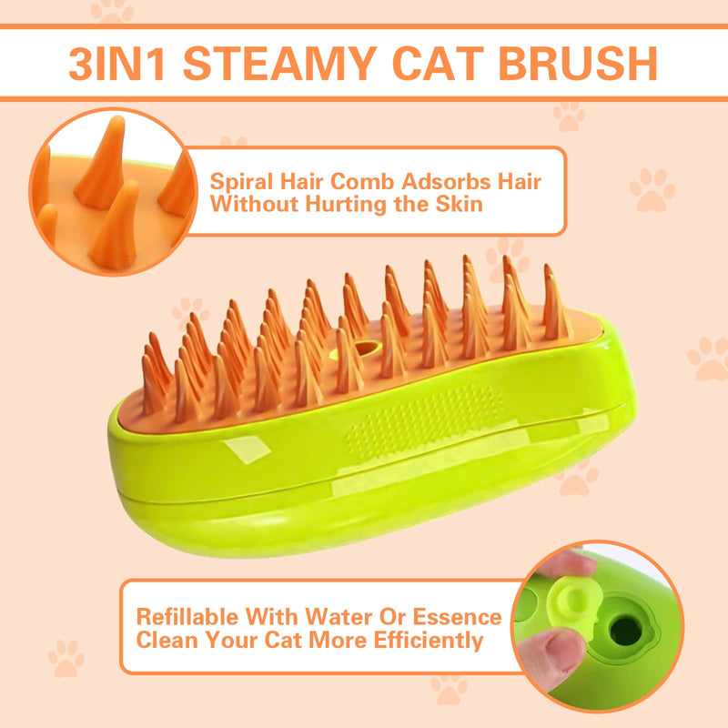 Steamy Cat Brush, 3 in 1 Electric Cat Steamy Brush Multifunctional Steam Pet Brush, Cat Grooming Brush Self Cleaning Cat Hair Brush for Massage - BeesActive Australia