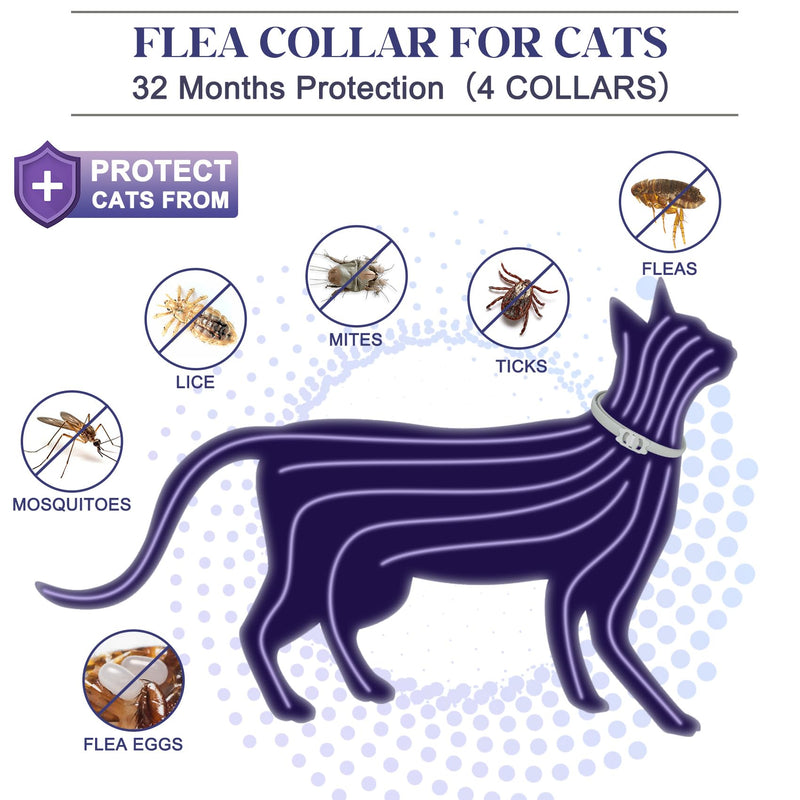 Highly Effective Flea Collar for Cats, Tick and Flea Control for Cats Provides Up to 16 Months of Cat Flea and Tick Collar, Comfortable Flea and Tick Prevention Collars for Cats(4 Pack) - BeesActive Australia