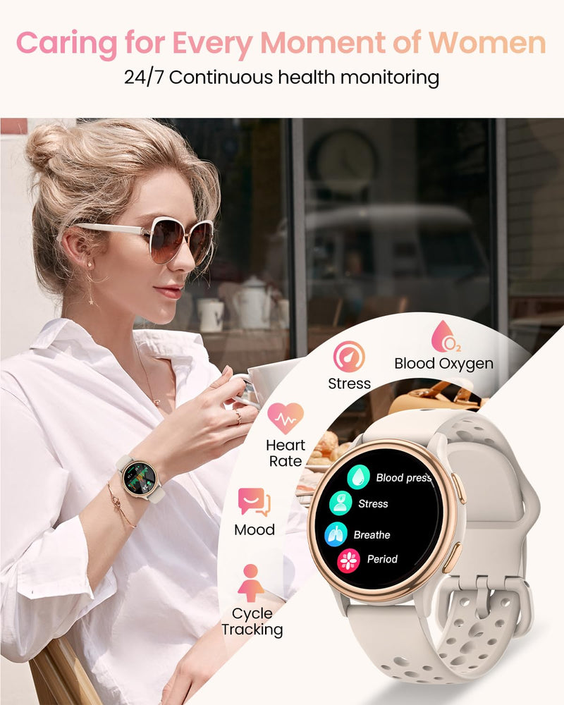 Smart Watches for Women Gifts (Answer/Make Calls) for Android Phones iPhone Compatible, 2024 Christmas Birthday Gifts for Women Men 7/24 Fitness Watches for Women Fitness Tracker for Womens, Pedometer - BeesActive Australia