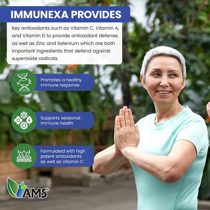 America Medic & Science Immunexa 7 in 1 Immune Support Booster (60 Capsules) with Vitamin A, C, D, Zinc, Echinacea, Elderberry | Adults Immunity Boosting Supplement | Natural, Non-GMO & Gluten-Free 1 Count (Pack of 60)