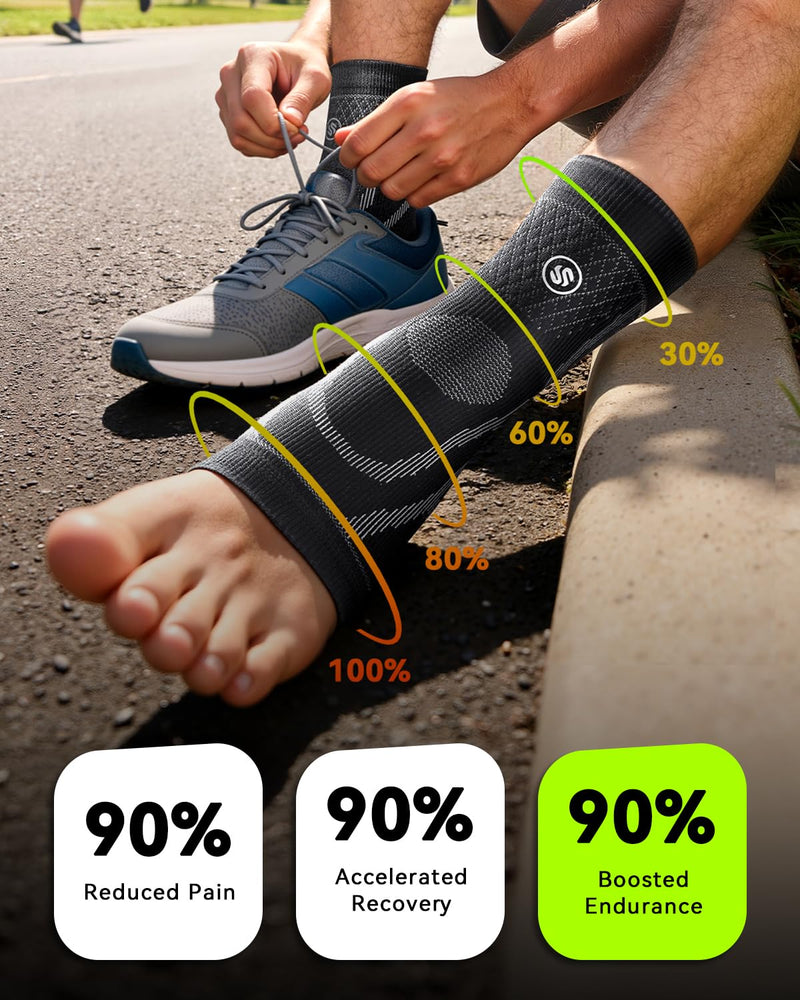 3 Pairs Ankle Brace for Women & Men,[Upgraded Ultra Breathable] Plantar Fasciitis Socks,Ankle Compression Sleeve for Achilles Tendonitis Relief, Heel Pain,Foot Pain and Swelling in Ankle Support (L) Large - BeesActive Australia