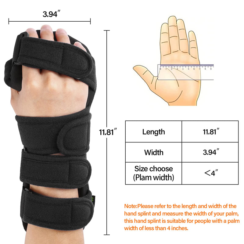 Stroke Resting Hand Splint Right&Left Resting Hand Splint with Finger Separator Functional Night Immobilizer Wrist Finger Brace for Carpel Tunnel Pain,Sprain Fracture,Tendonitis (Left,Black) Left,Black