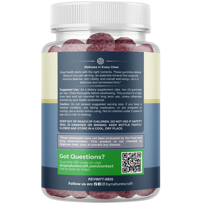 Extra Strength Zinc Gummies for Adults - Chewable Zinc Supplements for Women & Men for Energy & Immune Support - Vitamins & Mineral Supplements - 60 Count Mixed Berry 60 Count (Pack of 1)