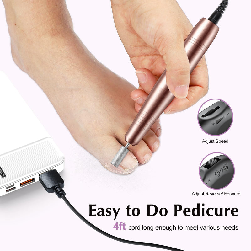 COSLUS C40 Electric Nail Drill File Professional: for Acrylic Gel Dip Powder Nails Portable Nail Machine Kit Manicure Pedicure Tools Polishing Set with Nail Drill Bits Sanding Bands Golden - BeesActive Australia