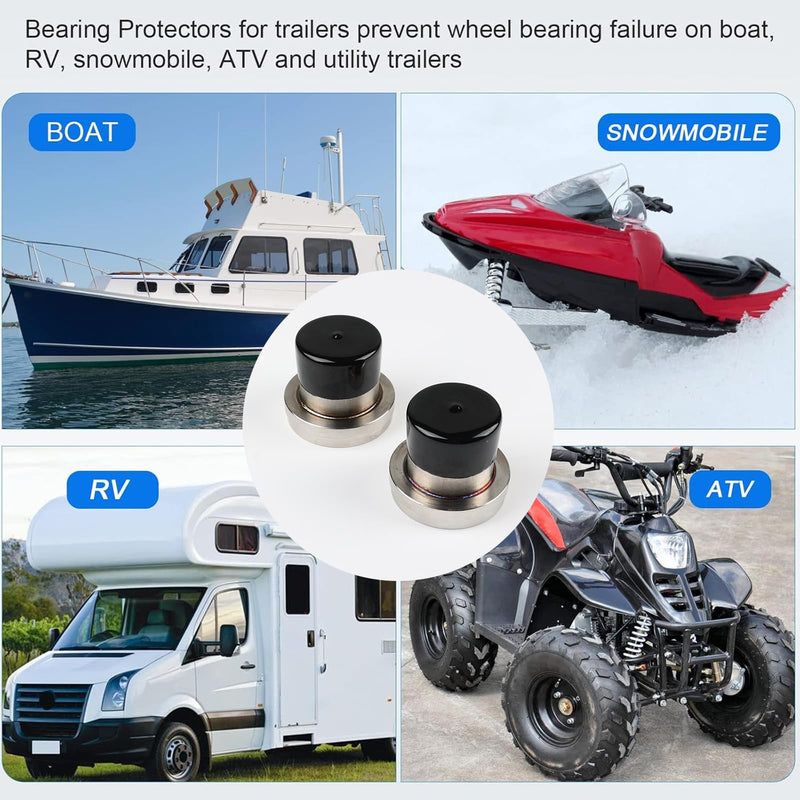 2PCS 2.441" Stainless Steel Trailer Bearing Protectors, Wheel Hub Dust Caps Compatible with Most 2000 3500 lb Axles, Durable Grease Retention Covers Prevent Corrosion for Boat, RV, Snowmobile - BeesActive Australia