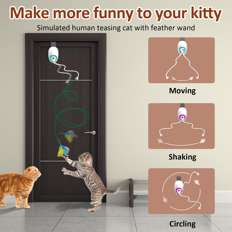 Interactive Toys for Indoor Cats Kitten Play Chase Exercise, Rechargeable Door Hanging Cat Teaser Self Play Feather Cat String Toys - BeesActive Australia
