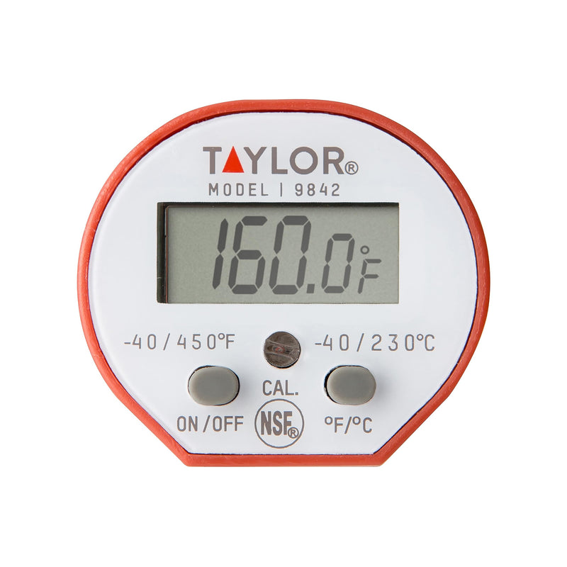 Taylor Waterproof Digital Instant Read Thermometer For Cooking, BBQ, Grilling, Baking, And Meat, Comes With Pocket Sleeve Clip, Red Cooking Digital Quick Read Thermometer