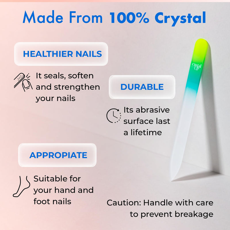 Starter Crystal Care Set - 3PC Includes Glass Foot Scraper, Medium Crystal File, and Cuticle Stick for Natural Nails, Glass File Kit 3-Piece Set Yellow Lemon - BeesActive Australia