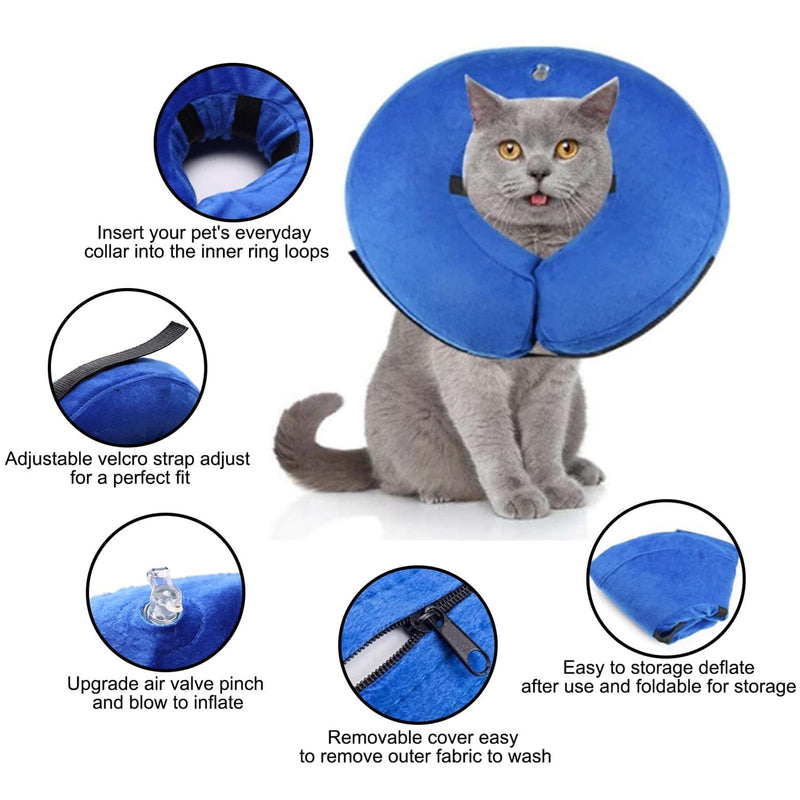 HTTDSLF Neck Brace Dog Collar, Protective Dog Collar, Dog Collar Leak Protection, Inflatable Neck Brace Dog, Neck Brace Cat Leak Protection Dog, Inflatable Neck Brace for Dogs (Blue, M) Blue - BeesActive Australia