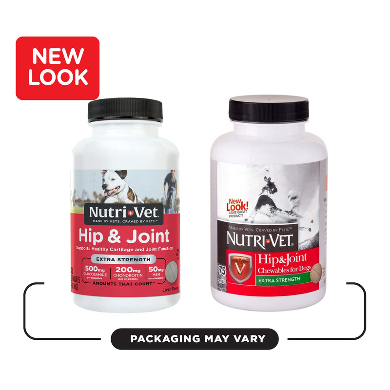 Nutri-Vet Hip & Joint Chewable Dog Supplements | Formulated with Glucosamine & Chondroitin for Dogs | 75 Count - BeesActive Australia