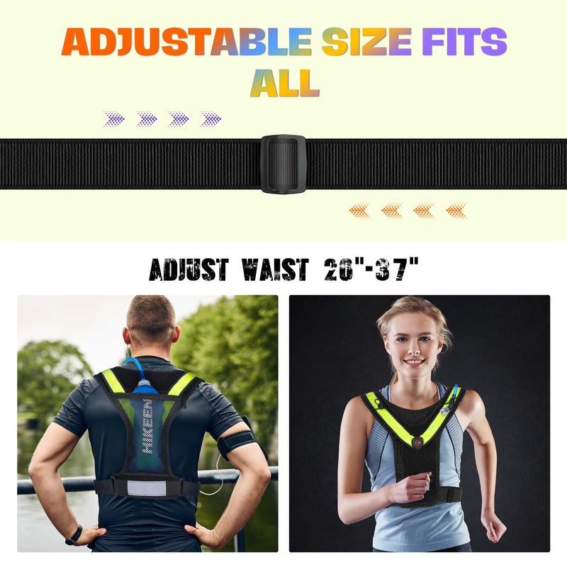 Hikeen Running Vest for Women Men, Adjustable Straps Hydration Vest with Water Bladder, LED Reflective Belt and Outdoor Headlight, Lightweight Water Backpack for Running Hiking Race