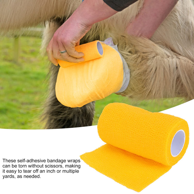 Yellow Non-Woven Cow Hoof Repair Bandage, Cohesive Tape Wrap for Pasture Farm Cattle Hoof Vet Wrap Trimming Supplies - BeesActive Australia