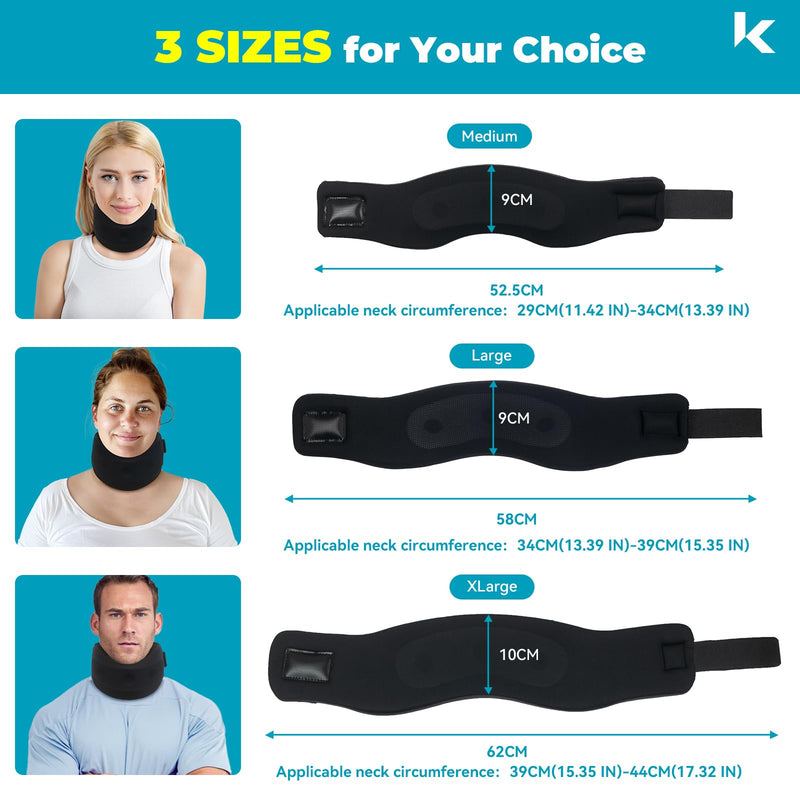 Neck Brace for Neck Pain Relief, Soft Cervical Collar for Neck Support, Adjustable Neck Support Collar for Travelling, Nap, Office, Relief of Neck Cervical Spine Pressure 3.5"Middle Height (Red) Red Large(13.4-15.3 Inch) - BeesActive Australia