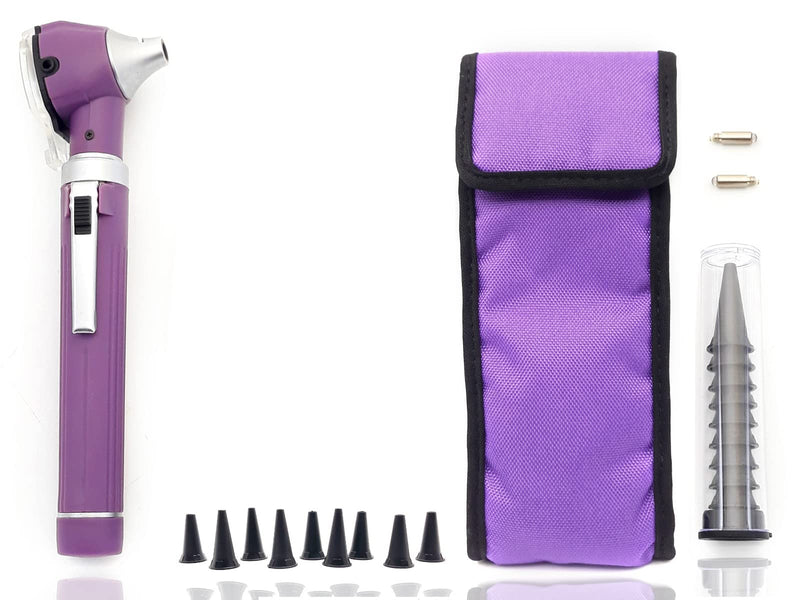 Brilliance German Fiber Optic Otoscope - Professional Ear Scope with LED Light and Speculum for Ear Examination and Diagnosis - Ideal for Professional and Home Use - Purple Color - BeesActive Australia