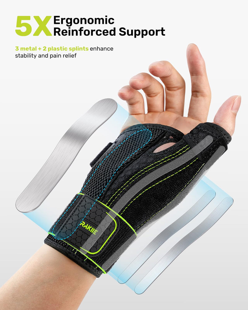Thumb Spica Splint Left Hand, Wrist Brace for Tendonitis, Thumb Wrist Double Support, Breathable Thumb Splint for Carpal Tunnel for De Quervain's Tenosynovitis, Yellow Size S/M